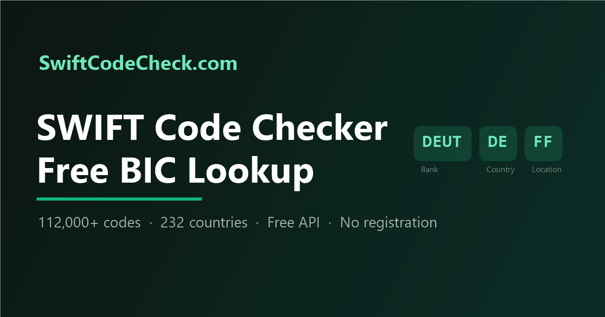 SWIFT Code Checker - Free BIC / SWIFT Code Lookup (112,000+ Codes ...